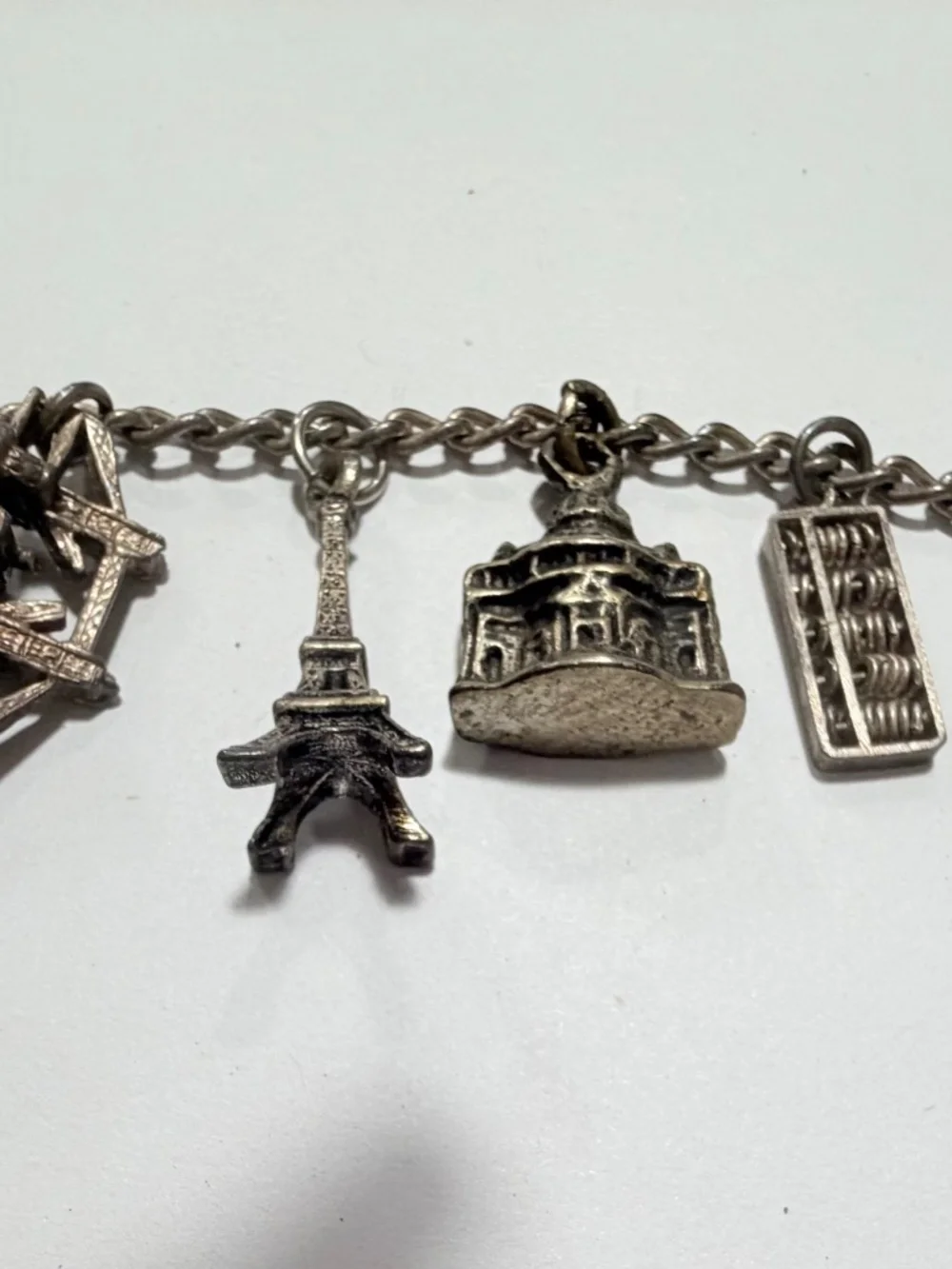 Vintage Silver-Tone Travel Charm Bracelet